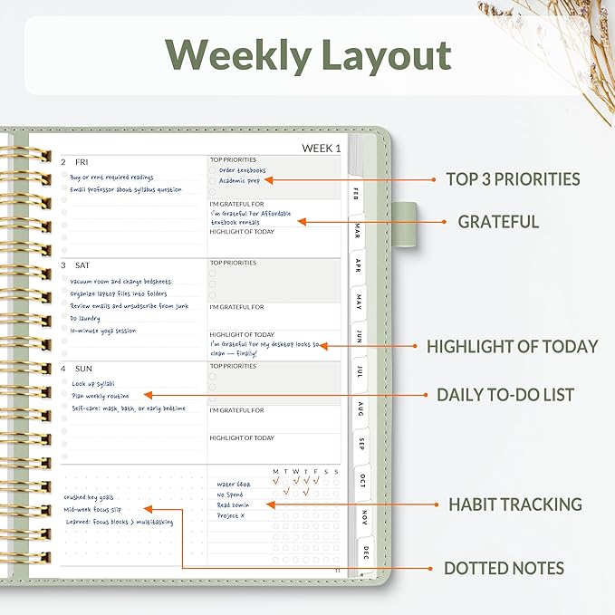 SUNEE 2026 Planner 5.9" x 8.3" – Dated Productivity Planner - Image 2