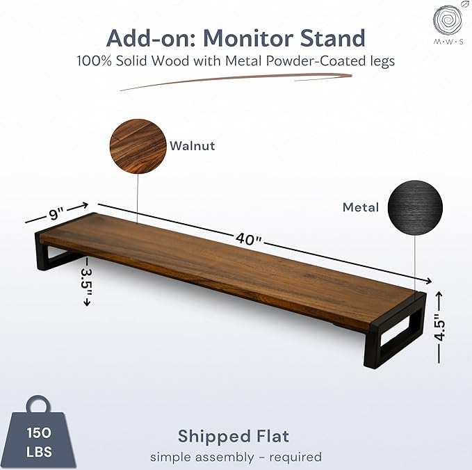 Standing Desk with Monitor Stand – Walnut Solid Wood Desk, Natural Live Edge - Image 3