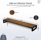 Standing Desk with Monitor Stand – Walnut Solid Wood Desk, Natural Live Edge - Image 3