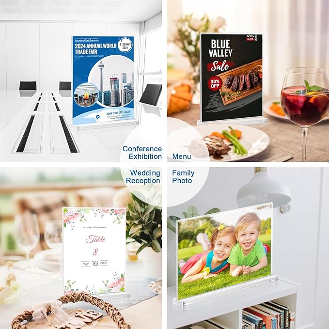 BlueValley 12 Pack Acrylic Sign Holder 8.5 x 11 Inch Horizontal - Image 7