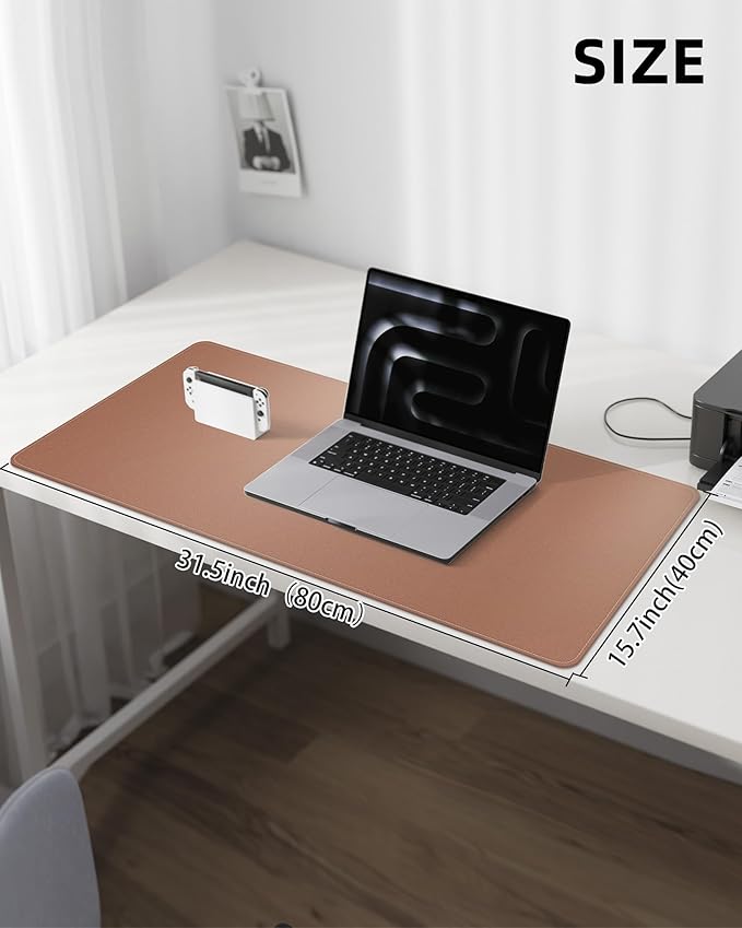 Leather Desk Pad Protector, Mouse Pad, Office Desk Mat, Non-Slip PU Leather - Image 5