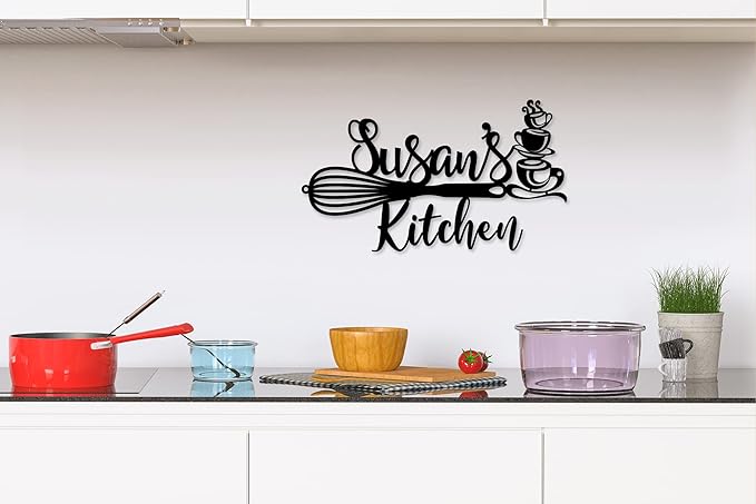Custom Kitchen Name Sign, Personalized Kitchen Metal Sign, Kitchen Art Wall - Image 2
