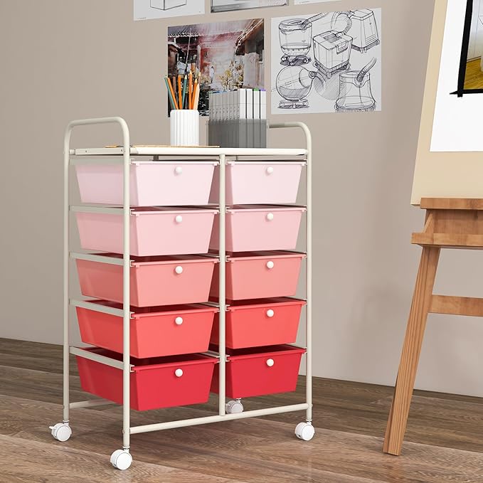 GOFLAME 10-Drawer Rolling Storage Cart, Art Craft Storage Organizer on Wheels - Image 2