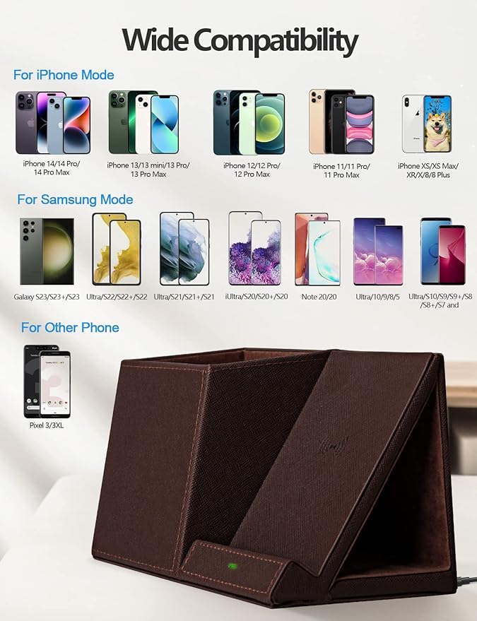 Pen Holder with Wireless Charger, Compatible with iPhone 17/16/15/14/13/12/11/8 - Image 3