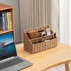 Woven Divided Storage Basket Desk Organizer Tabletop Mail Holder Countertop - Image 4