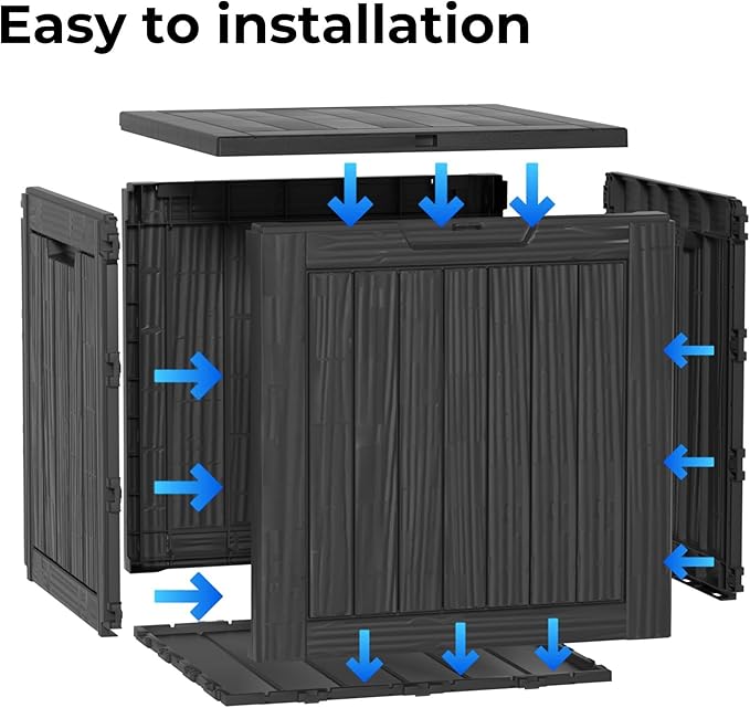 Decksplore 35 Gallon Outdoor Storage Box Waterproof Lockable Resin Deck Box - Image 4