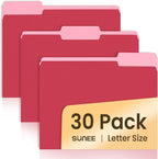 SUNEE File Folders, 30 Pack Manilla Folders 8.5 x 11, Colored File Folder Home by SUNEE