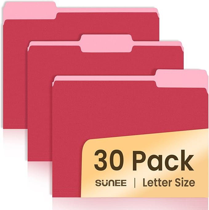 SUNEE File Folders, 30 Pack Manilla Folders 8.5 x 11, Colored File Folder Home by SUNEE