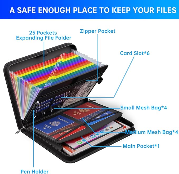 ENGPOW Accordion File Organizer, Fireproof Expanding File Folder - Image 5