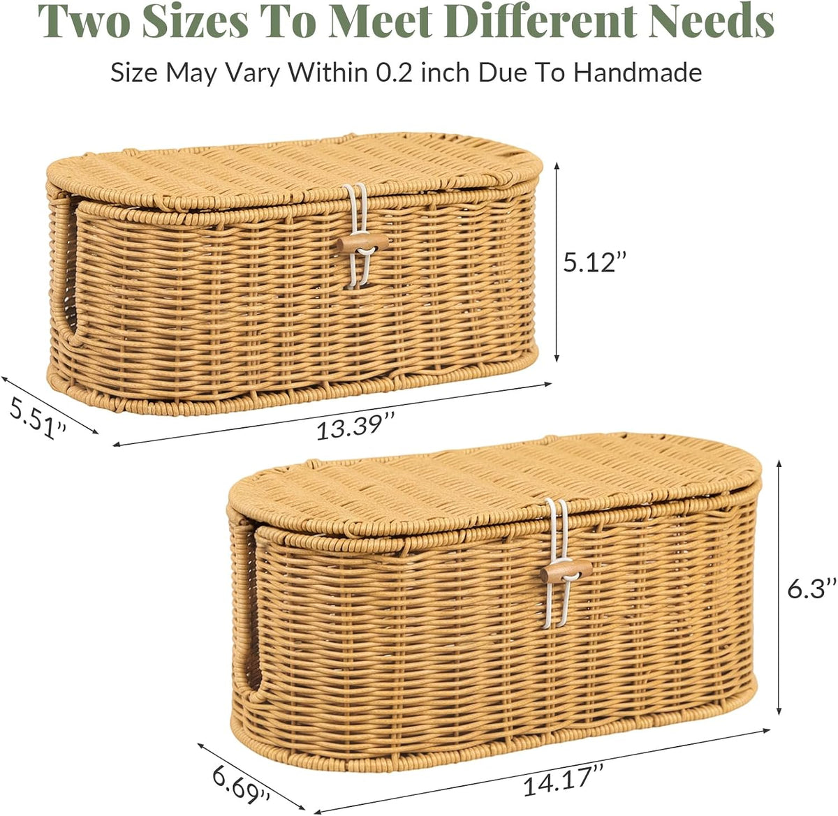 Set of 2 Cable Management Box, Cord Organizer to Hider Cords & Power Strip