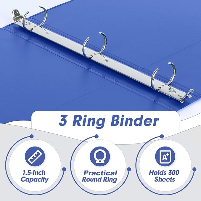 3 Ring Binder 1.5 Inch, PANDRI 6 Pack 1.5-Inch Binder Fits Letter Size 8.5'' x - Image 4