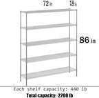 Regal Altair 18" Deep x 72" Wide x 86" Height Wire Shelving Kit | 5-Tier | NSF - Image 3
