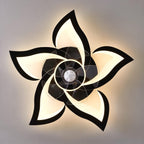dalouguan 24" black flower ceiling fan with lights, front angle view