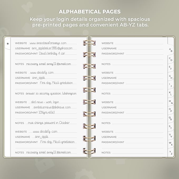 Clever Fox Password Book Spiral – Mini Internet Address & Password Organizer - Image 3