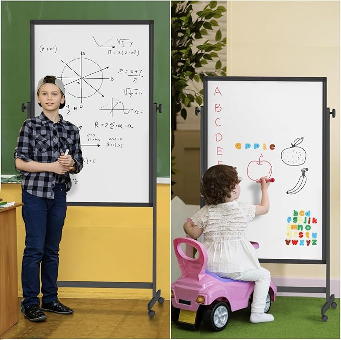 Rolling Whiteboard on Wheels, 32x48 Inches Double-Sided Magnetic Dry Erase Board - Image 3