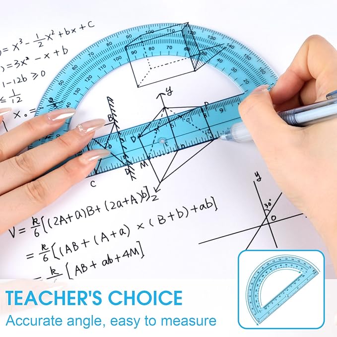 Hoiny 10 Pack Clear Protractor, 6 Inch Plastic Protractors, 180 Degrees - Image 6