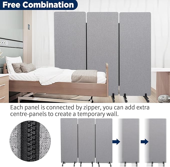 Sound Proof Dividers w/Wheels, Portable Office Wall Divider - Image 4