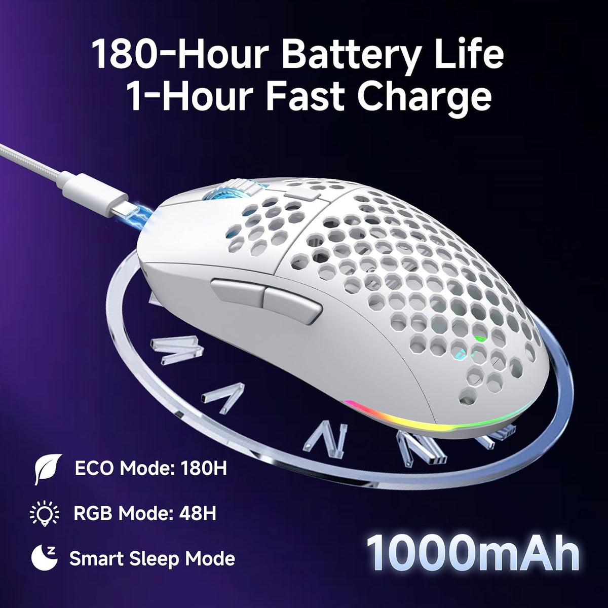 DIERYA M1 Wireless Gaming Mouse, 24000DPI, 180Hrs Battery, 16.8M RGB, 6 Progr...