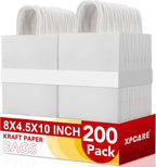 XPCARE 200Pack Paper Bags 8x4.5x10 Inch, Plain Medium Paper Bags
