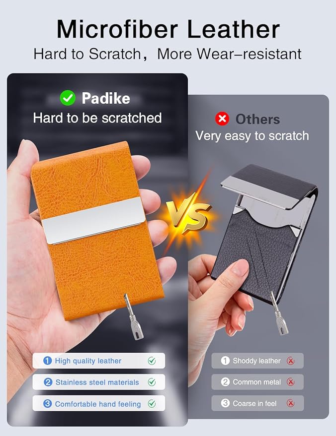 Padike Professional Business Card Holder PU Leather Business Card Case Name - Image 3