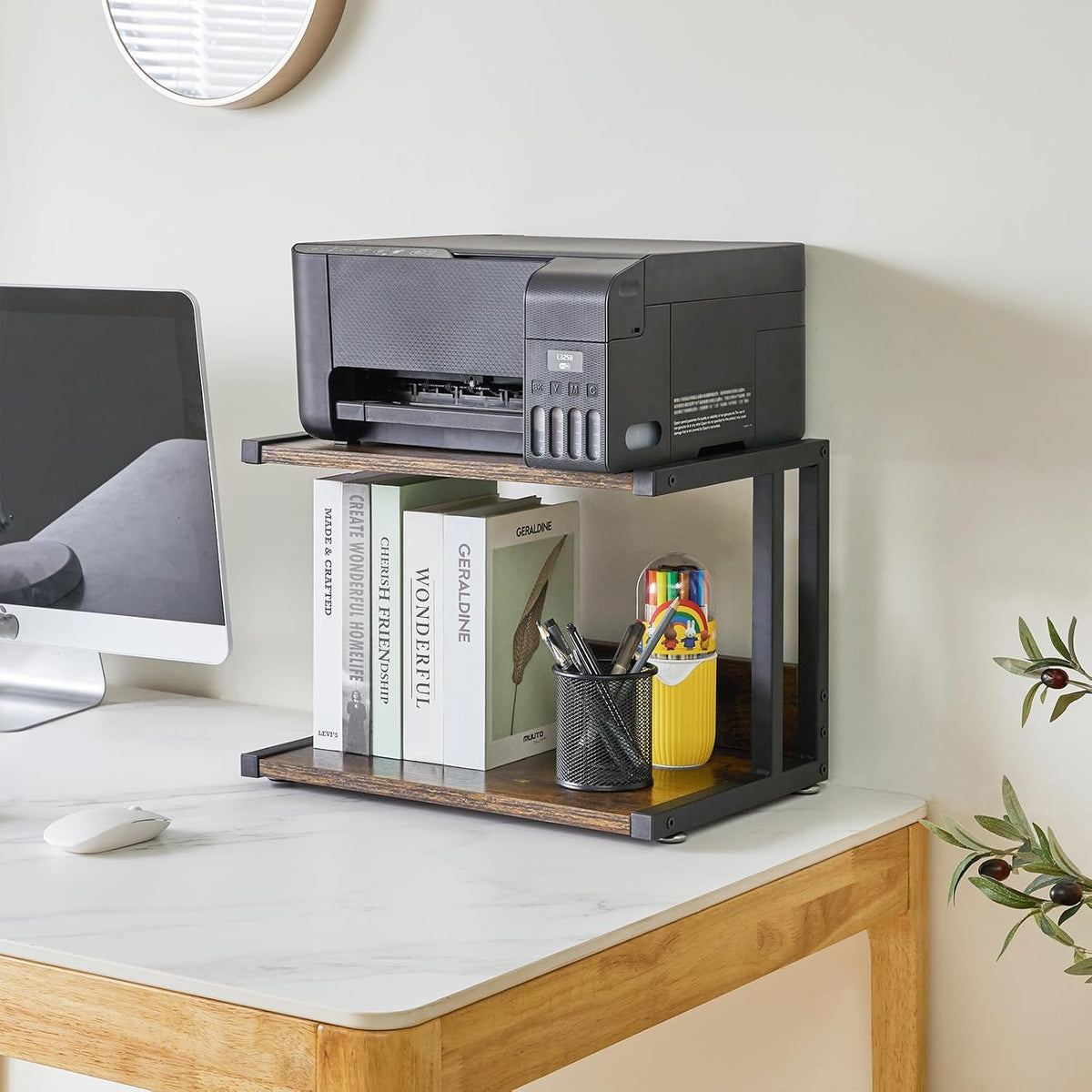 IBUYKE 2 Tier Printer Cart,Under Desk Printer Stand TLJ007H