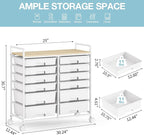 Rolling Storage Cart with 12 Drawers, Wooden Tabletop Utility Cart - Image 3