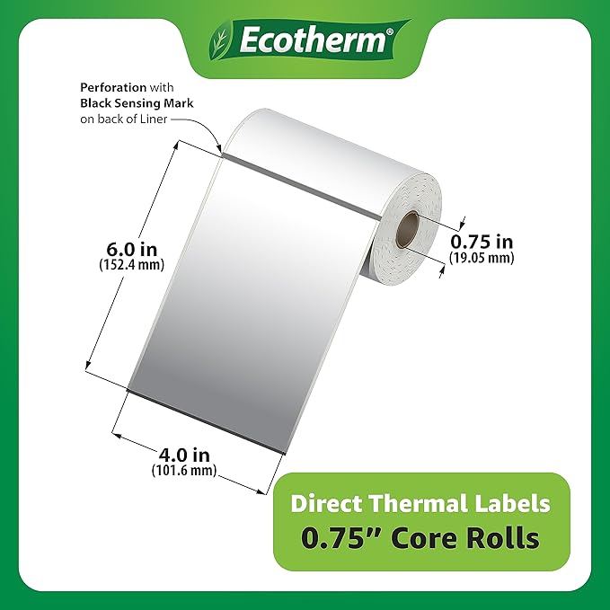 4" x 6" Mobile Printer Labels | 25 Rolls | 2625 Labels | fits Zebra ZQ630 - Image 3