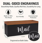 100% Real Wood Mail Organizer for Countertop, Dual-Sided Mail Script Design - Image 3