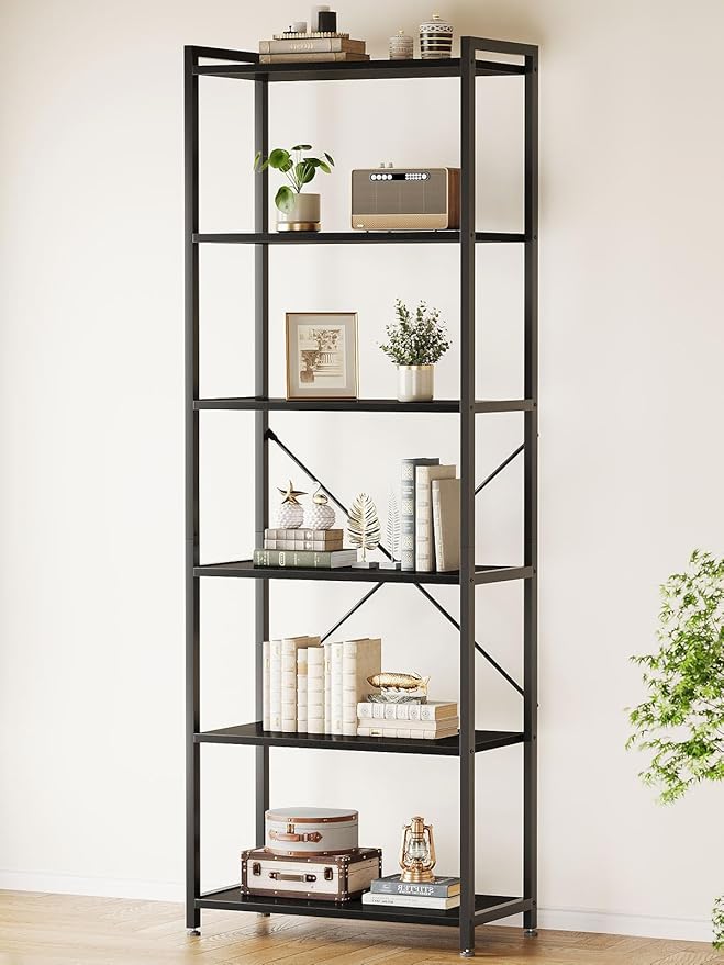 Casaottima Book Shelf, 6 Tier Tall Bookshelf, Modern Wood Bookcase Shelves by Casaottima