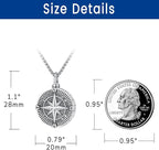 Compass Necklace for Women Men 925 Sterling Silver Pendant Urn Necklaces for - Image 2