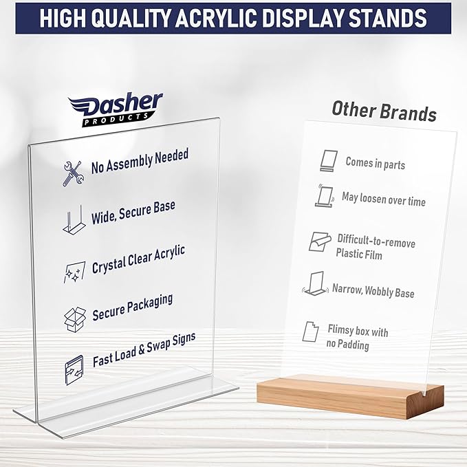 Acrylic Sign Holder 8.5 x 11, T-Shape Tabletop Display Stand, Double-Sided - Image 3