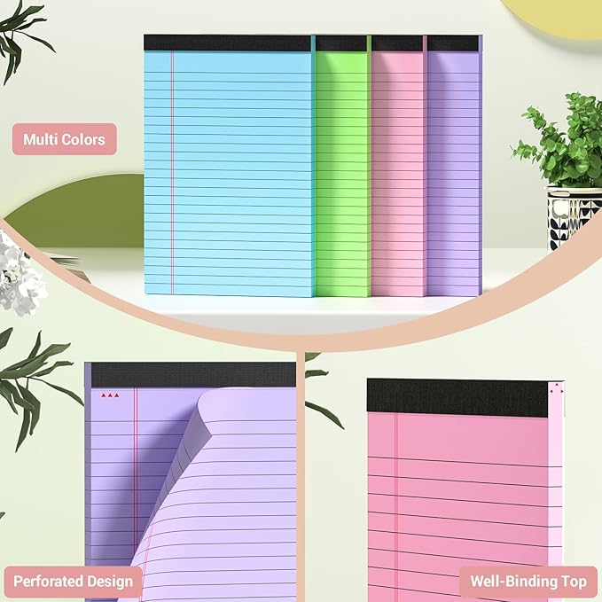 Legal Pads 5x8 Colored Note Pads, 4 Pack College Ruled Notepads 5x8 Lined Paper - Image 4