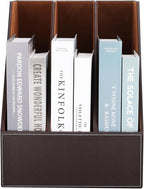 KINGFOM Desktop Wooden Leatherette Magazine File Holder-Organizer-3 Compartment - Image 4