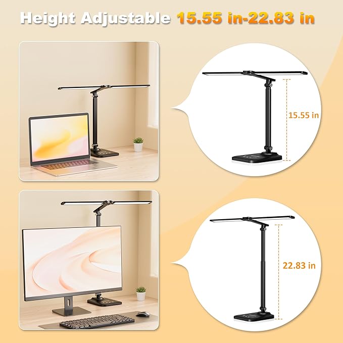 CHARYJOD LED Desk Lamp for Office Home, Height Adjustable Architect Desk Light - Image 6