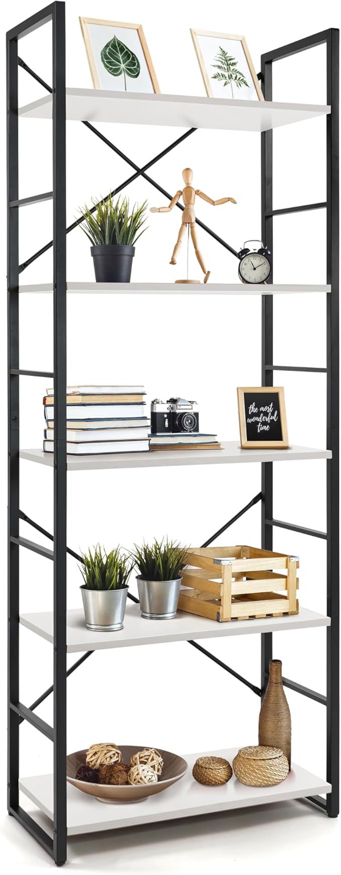 CAPHAUS 5 Tier Bookshelf, 24 Inch Width Free Standing Shelf, Bookcase Shelf by CAPHAUS