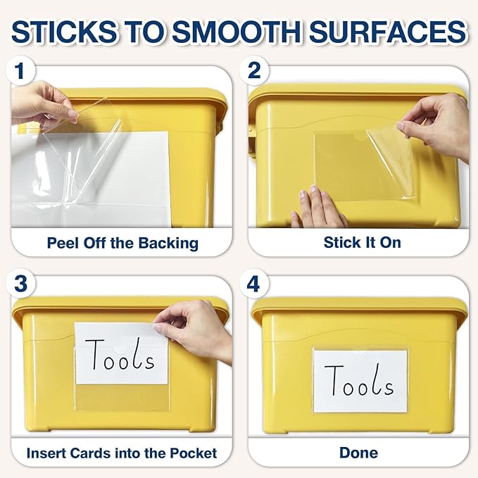 H4D 48 Pack Labels for Storage Bins, Tote Label Pockets for Organizing Storage - Image 4