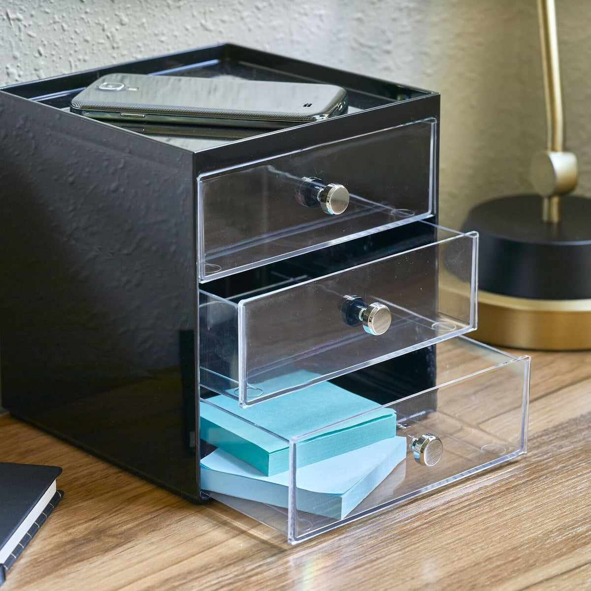 mDesign Makeup Organizer Storage Station Cube with 3 Drawers for Bathroom Van...