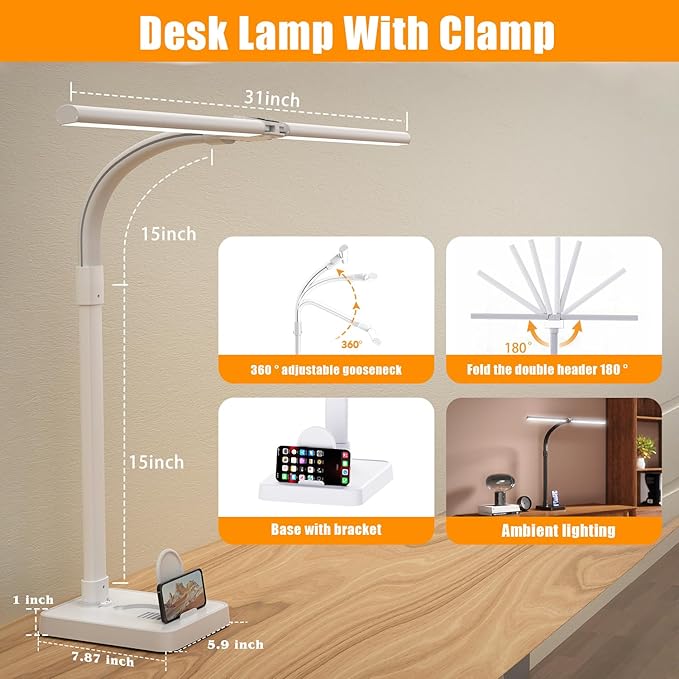 AKRRYR Led Desk Lamp for Home Office, 24W Bright Eye-Caring Desk Light - Image 3
