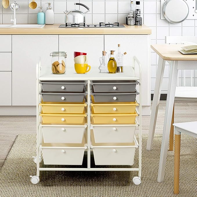 Giantex 12 Drawer Rolling Storage Cart Tools Scrapbook Paper Office School - Image 4
