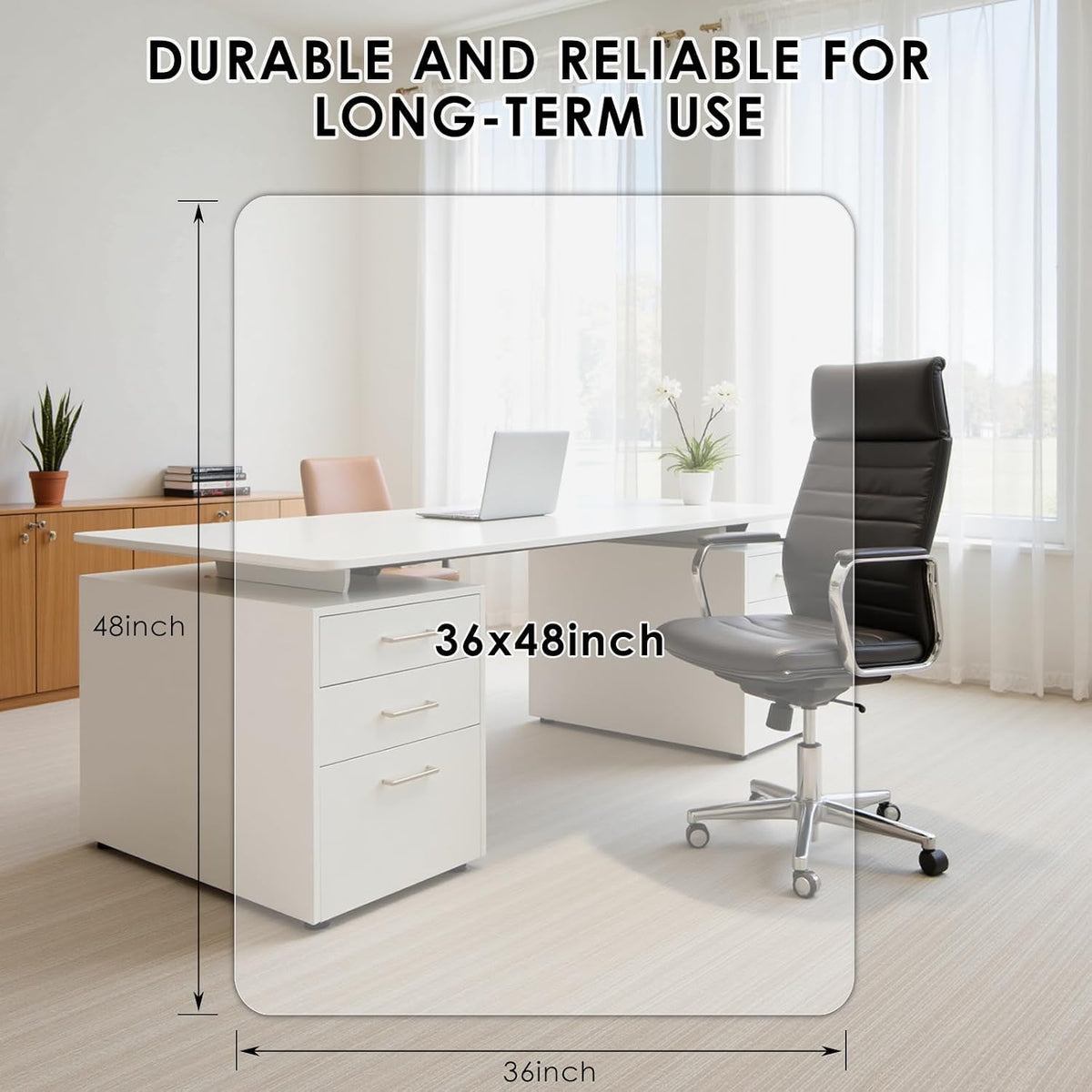 Kuyal 2 Pack 1/5" Thick Office Chair Mat, Heavy Duty Computer Chair Mat