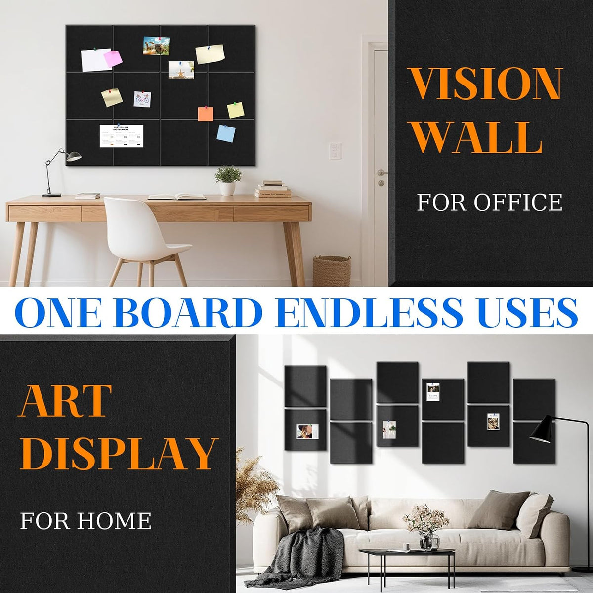 DOLLAR BOSS Felt Cork Board Tiles 48" x 36" Bulletin Board, 12 Pcs ...
