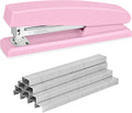 Stapler with 5000 Staples - 25 Sheet Capacity, Staplers for Desk, Pink | Non-Slip Office Stapler for classroom, home, School