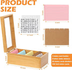 3x5 Index Card Holder with Dividers Bamboo Index Card Organizer Index Card - Image 2