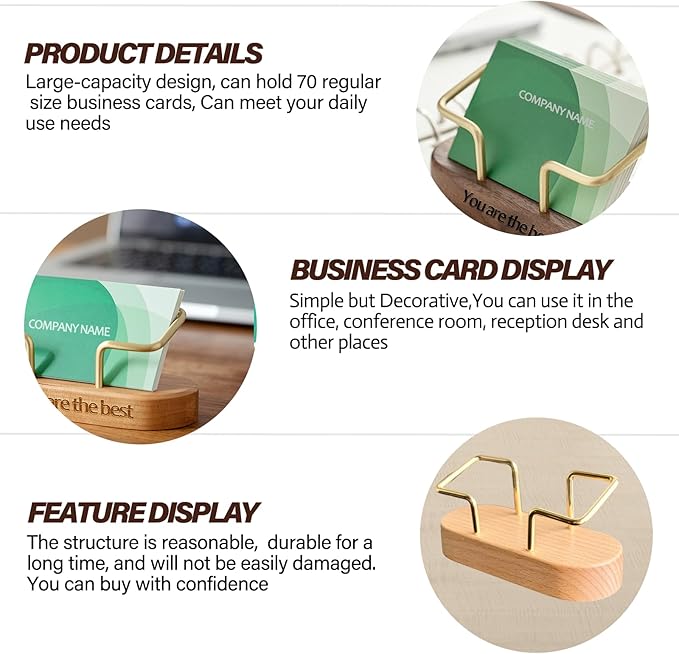 HJX Custom Business Card Holder Desk-Personalized Engraved Wooden Business Card - Image 4