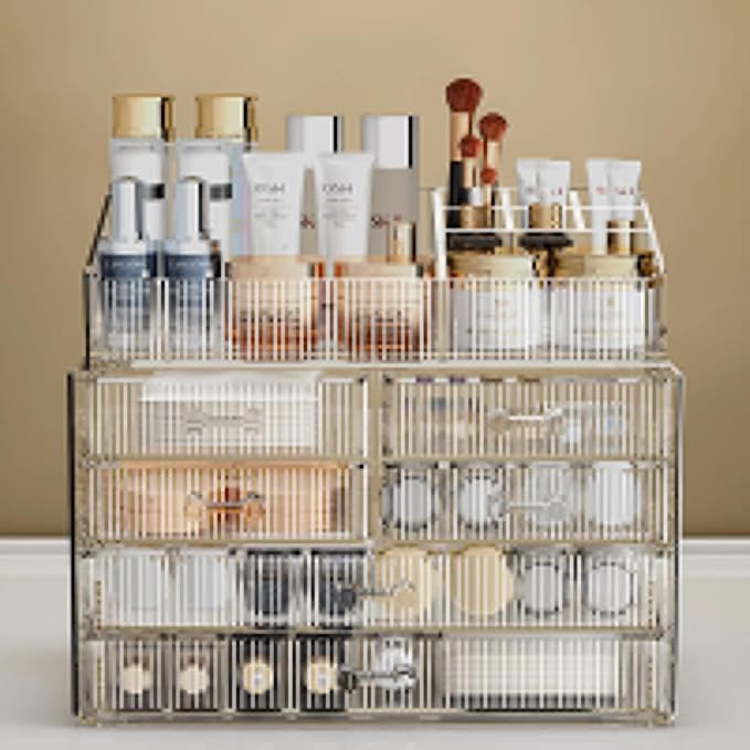 ZHIAI Stackable Storage Drawers, Acrylic Bathroom Counter Organizer Clear - Image 3