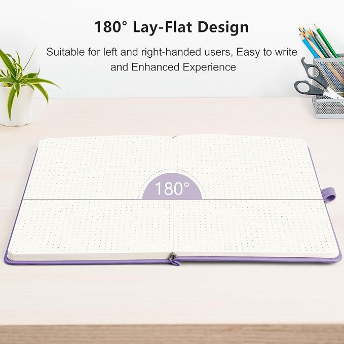 RETTACY Bullet Dotted Journal Notebook, 256 Pages, A5 Medium Size, Leather - Image 6
