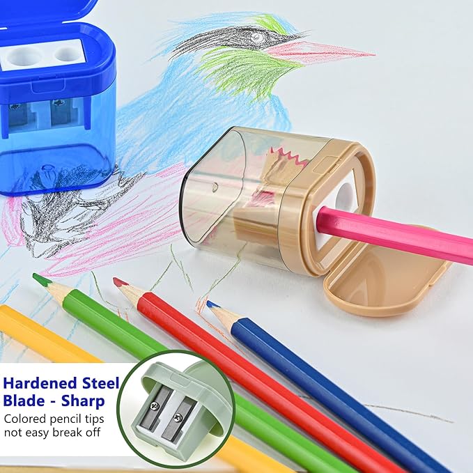 Small Pencil Sharpener for Kids, BOPART 24pcs Colored Pencil Sharpeners Manual - Image 4