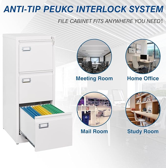 PEUKC 3-Drawer File Cabinet - Image 6