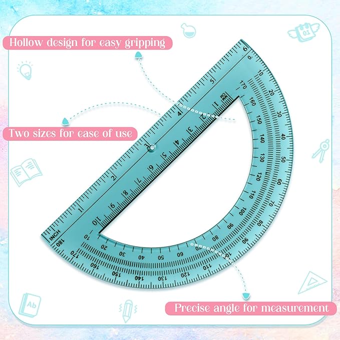 Sayglossy 72 Pcs of Colorful Plastic Protractors 180 Degrees 6 Inches - Image 3