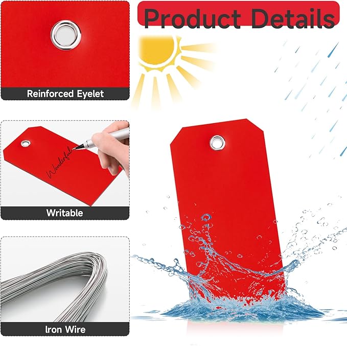 100 Pcs Red Tags with String Blank Shipping Tags with Metal Wire Writable Price - Image 3